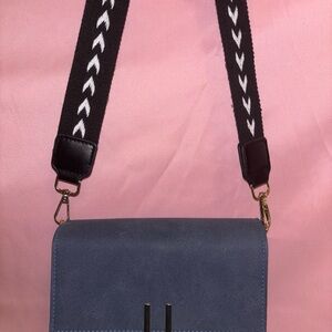 Blue and Black Crossbody OBLANCIA Bag with Chevron Strap